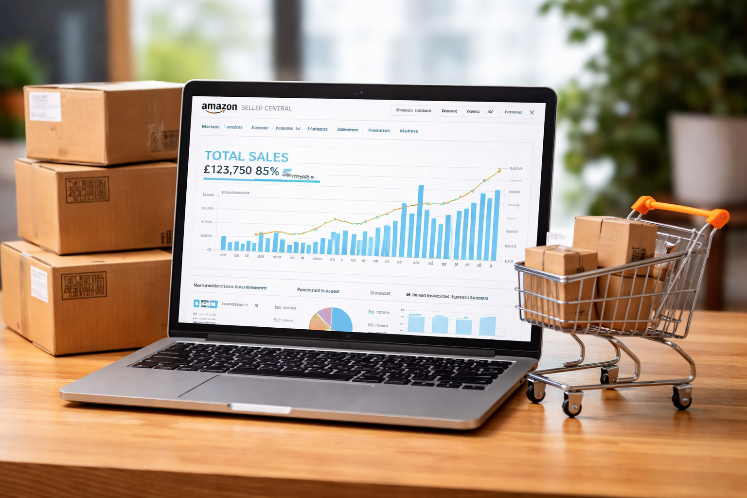 Online marketplace sales growth dashboard representing scaling ecommerce revenue