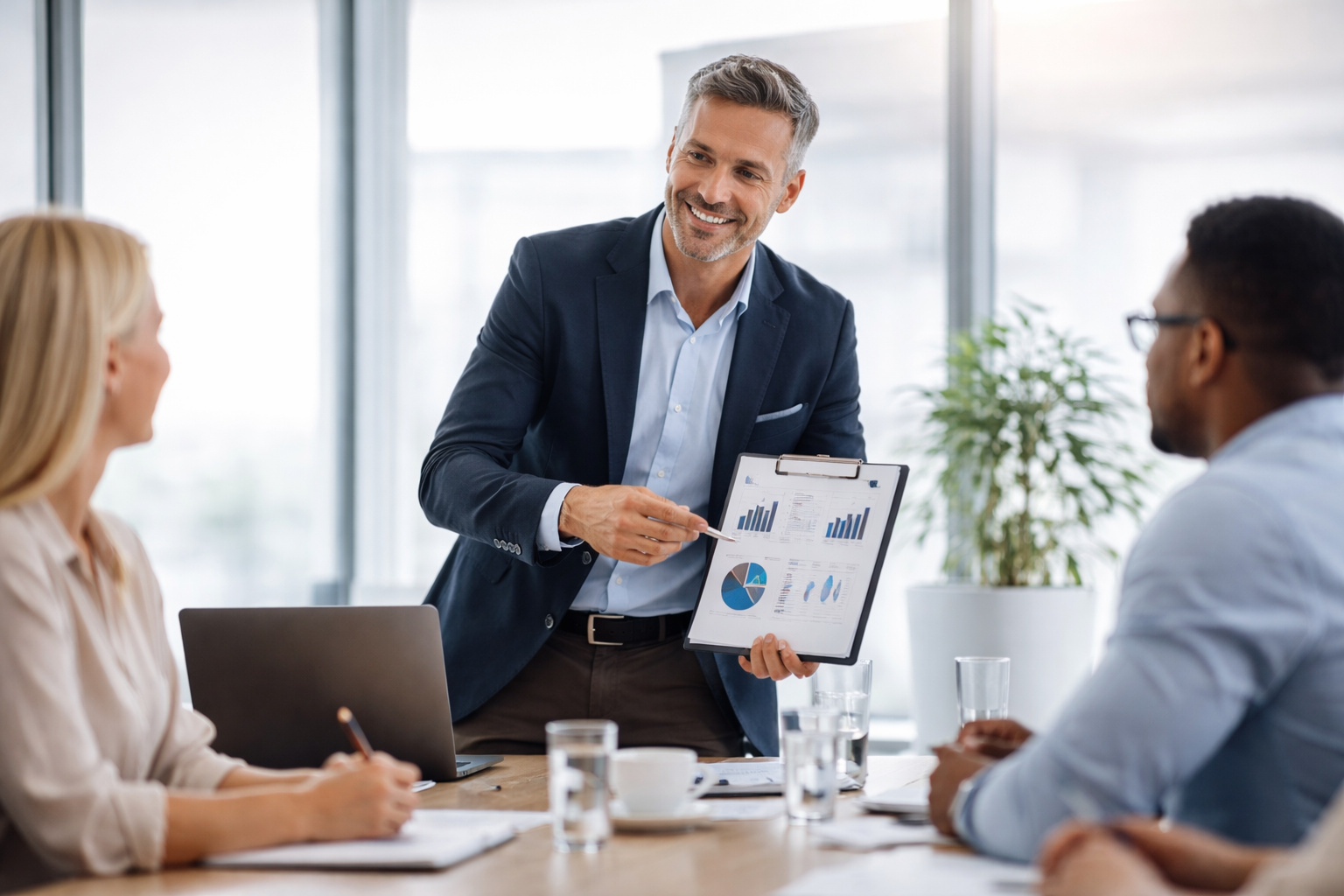 Online sales director leading a commercial strategy meeting